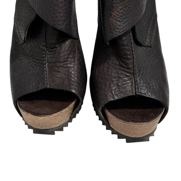 $540 Women PEDRO GARCIA Chenoa Dk Brown Peep Toe Leather Stiletto Booties 39 - Picture 9 of 12